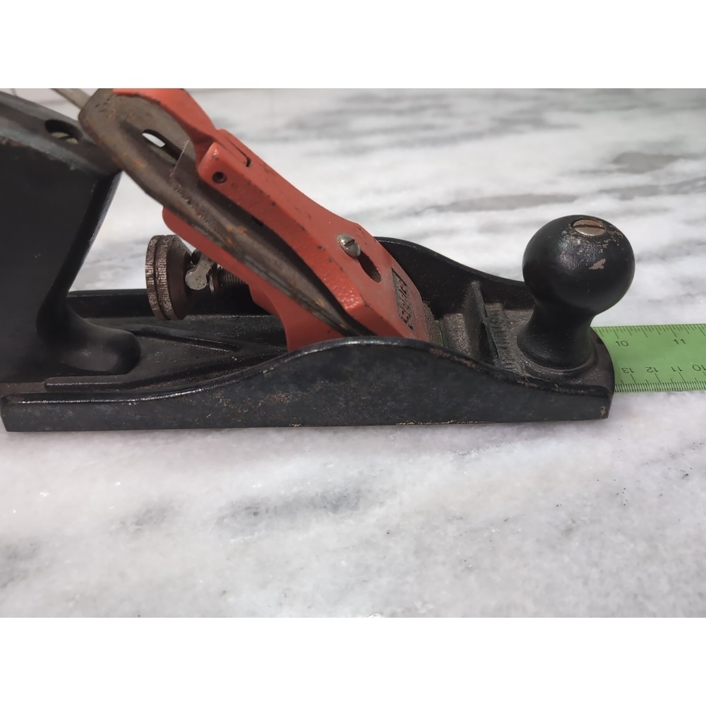 Sears Vintage Hand Plane Red Lever Cap Made in USA Woodworking Tool 9.5 Inch - Picture 9 of 10